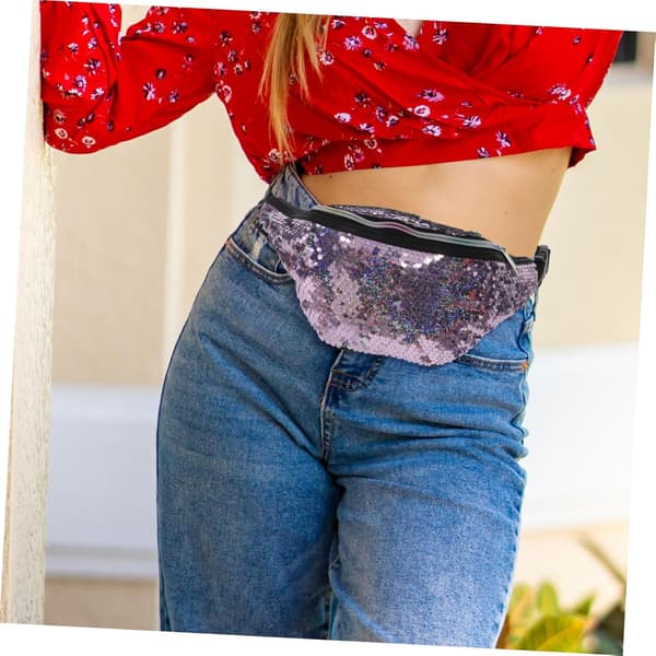 Midjeväska med sjöjungfrupaljetter, glitterväskor för kvinnor, crossbody-bältesväska för strandfest, dansbruk