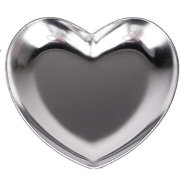 Stainless Steel Heart Plate Tea Tray Silver