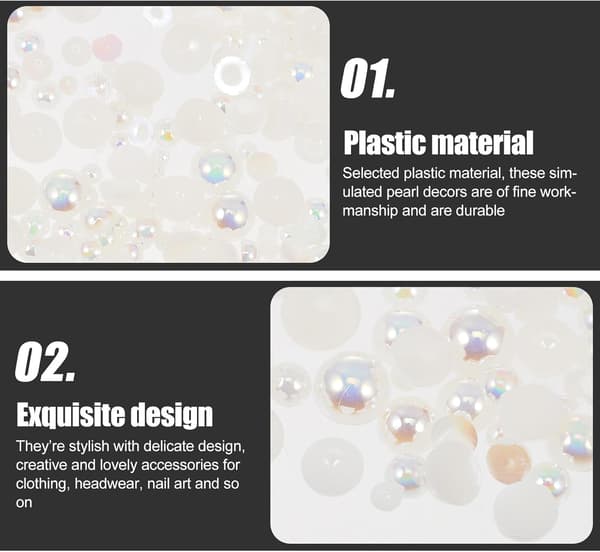 Halvcirkelformade plast-DIY-berlocker 5 mm platt botten pärlor mjölkvit 2 st