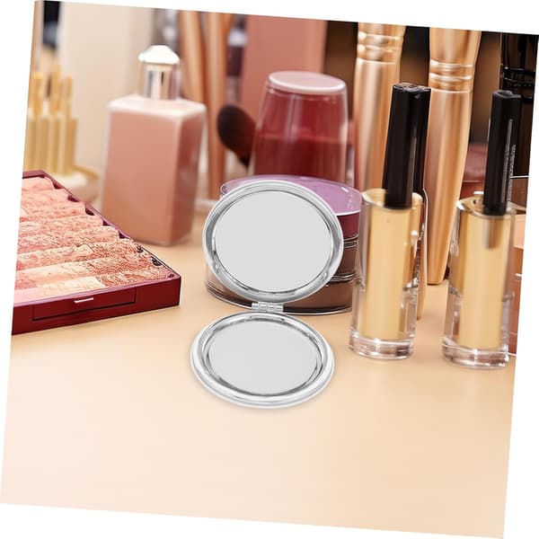 6 stk. kompakte hvide foldbare runde mini makeupspejle dobbeltsidede små bærbare håndholdte spejle