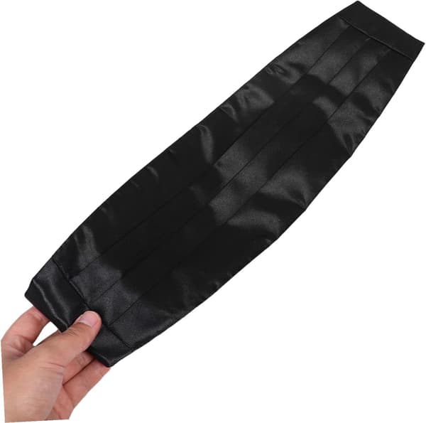 Herre formel habit cummerbund og lommetørklæde sæt polyester taljebånd og lommetørklæde