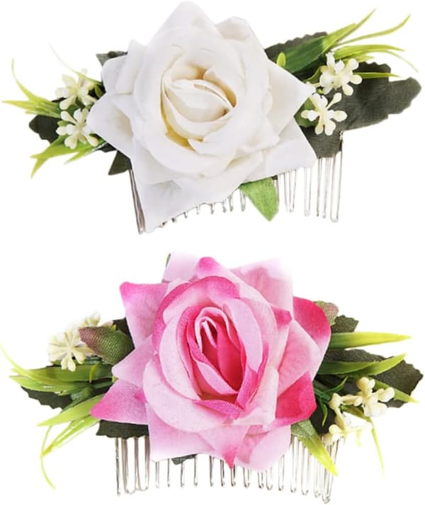 2 stk simulerte blomsterhodeplagg for brud av blomsterhårkammer Elegant bryllupshår for brudefest og seremoni