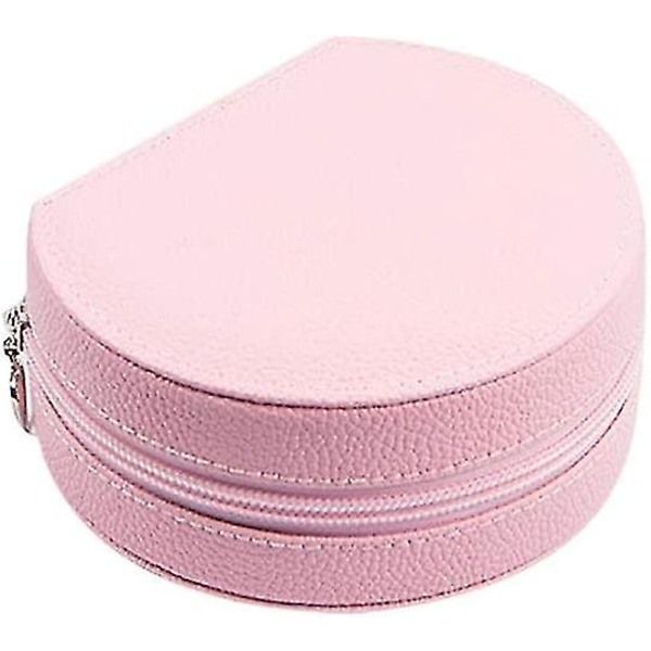 Multifunktionell Rosa PU-Material Smyckesförvaringslåda Med Blixtlås Och Flera Fack