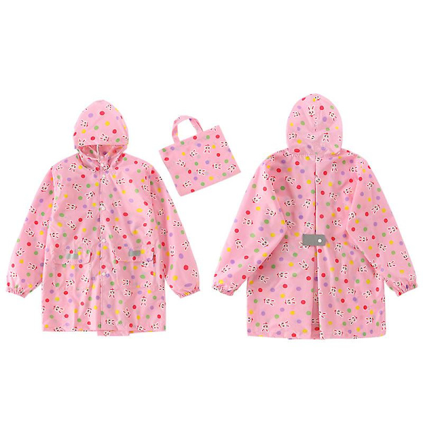 Barnregnkläder, 3D Cartoon Barn Regnrock Jacka Poncho För Pojke Flicka (Gul Bröd) Pink Rabbit M