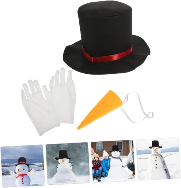 Snømannhatt Jule-snømannpynt DIY-rekvisitt Gulrotnese til julepynttilbehør