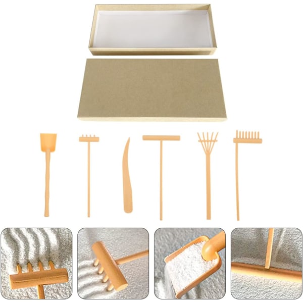 Zen Dekoration Have Tilbehør 7 stk. Sand Rive Sæt til Sandkunst Bakke Skrivebord Bord Hylde Forsyninger