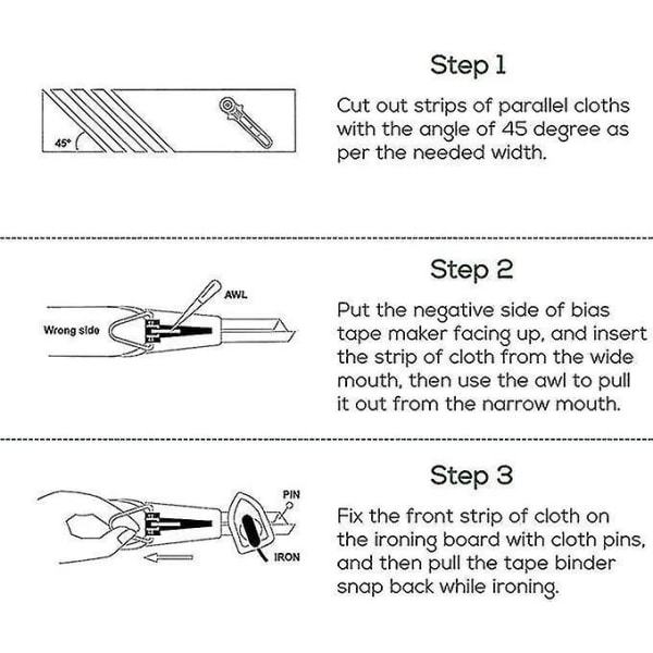 Sats med tygbiasbandtillverkare för sömnad och quiltning, 4 storlekar
