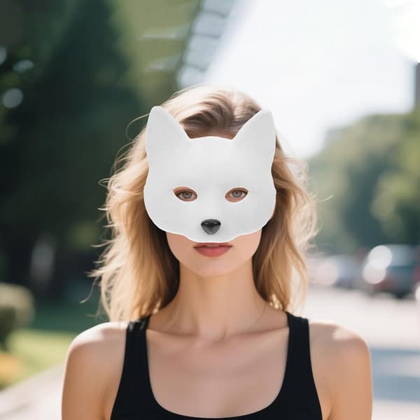 Rävansiktsmask Halvansikts Cosplaymask för kvinnor