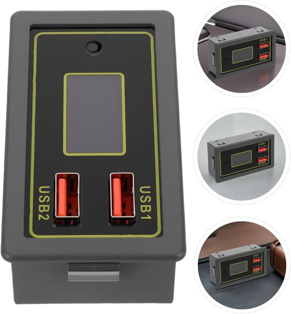 Bilbatterispenningsovervåker Digital Voltmeter Display Batterikapasitetstester for Bilbruk Grå