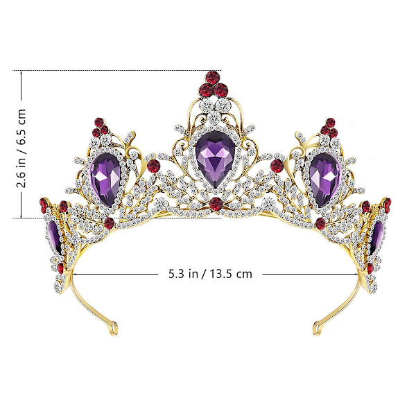 Luksuriøs Lilla Krystallkrone Barokk Krone Rhinestone Tiara og Krone Brudkrone