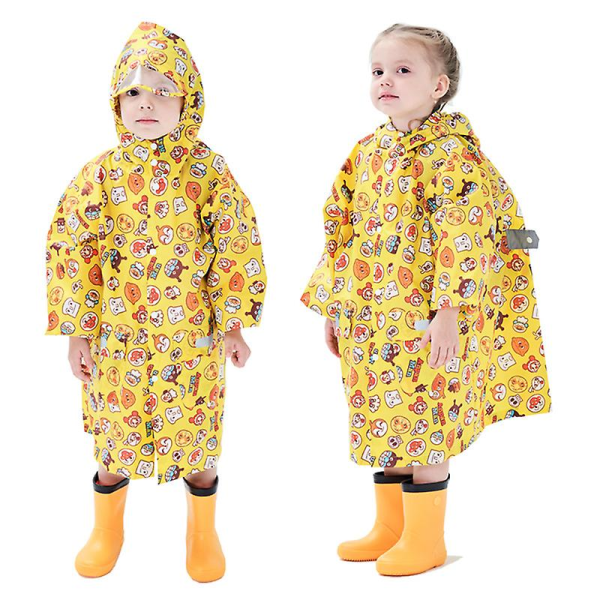 Barnregnkläder, 3D Cartoon Barn Regnrock Jacka Poncho För Pojke Flicka (Gul Bröd) Yellow Bread XL