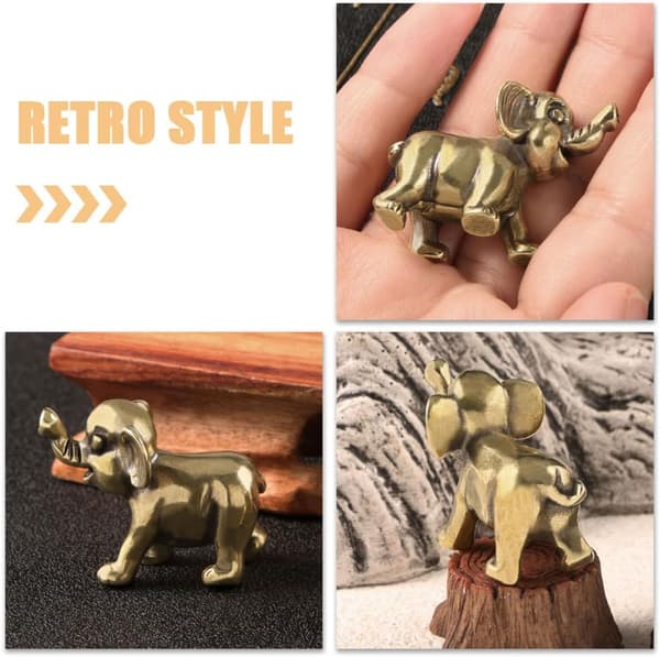 Messing Elefantpynt Miniature Abstrakt Elefantfigur med Glatte Kanter og Behagelig
