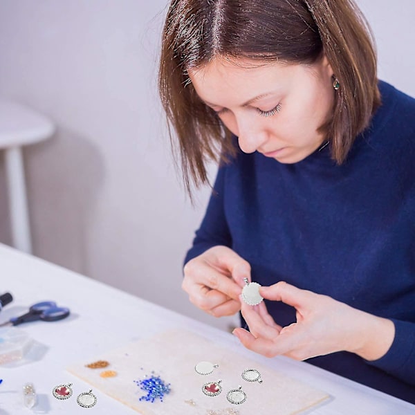 40 stk Rhinestone Bezel Vedhængsbakke Rund Klar Glas