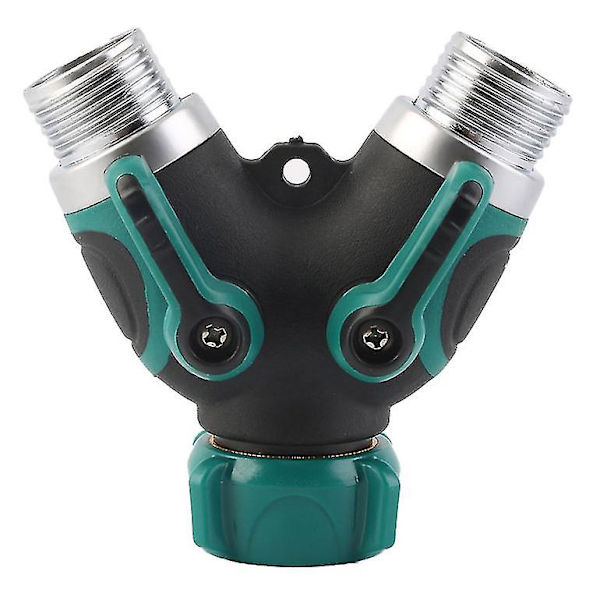 Have Splitter, 2-vejs Slangehaneforbindelse, Udendørs Dobbelt Y-Ventil Vandhane Splitter, 2 x 3/4\" Hurtigkobling - Connector1pcsgreen