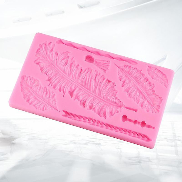 Fjäderformad Kakform Silikon Fondant Dessert Bakform Verktyg För Hemmet Butik Köket (rosa)