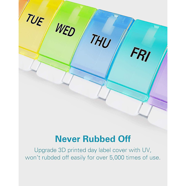 7 Dages Pilleboks Organizer - Pop-Up Ugentlig Tabletboks med 7 Store Rum