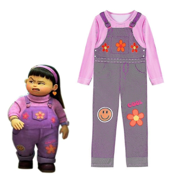 Turning Red Abby Performance Kostyme Jenter Fancy Up Antrekk Erme Topp Bib Dungaree Overall 10-12 Years
