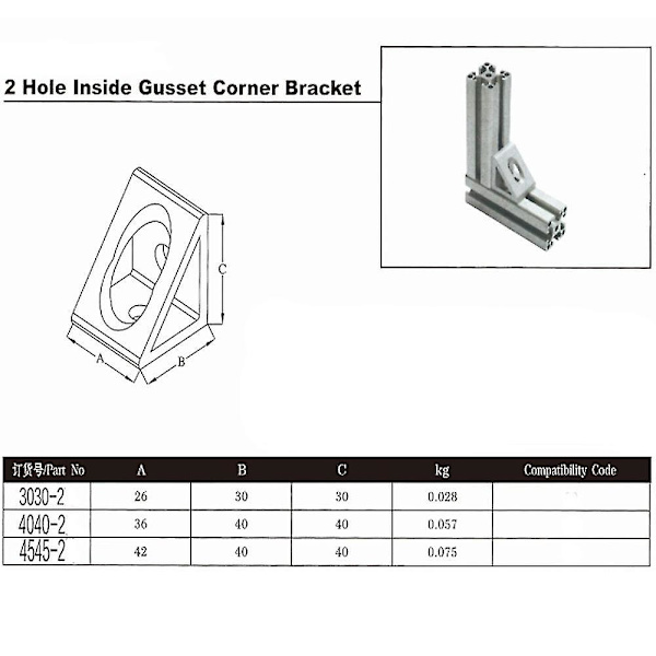 Inre Gueest hörnfäste 90 grader aluminium
