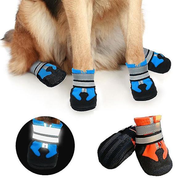 4 stk. Store Hunde Sko Vandtætte Reflekterende Anti-Slip Støvler