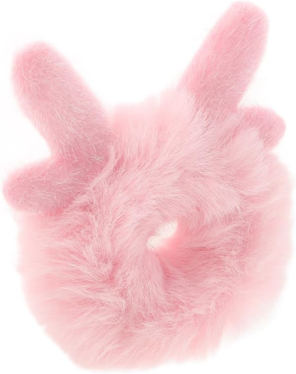 Faux Fur Pompom Hårbånd Fluffy Scrunchie Hårtilbehør til Kvinder og Piger Blød Elastisk Sød Pink Gevir Design Vinter