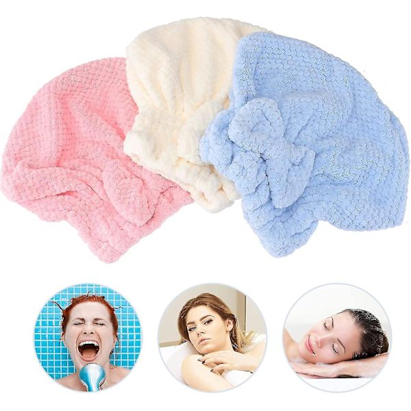 Badhandduk Pineapple Grid Hårtorkningsmössa 3-pack