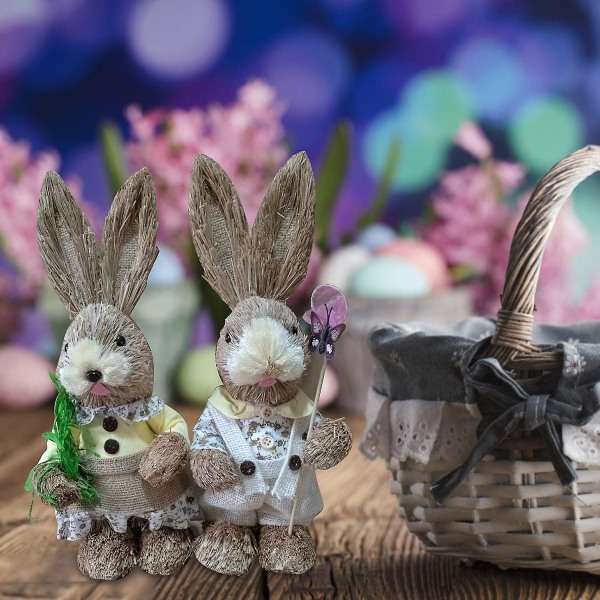 Klud sød kunstig strå kanin påskeharer dekoration