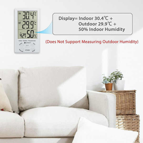 Thermohygrometer LCD Digital Termometer Hygrometer Inomhus och Utomhus Thermohygrometer