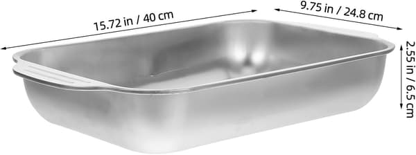 Fiskestekepanne for matlaging og baking, rektangulær rustfritt stål