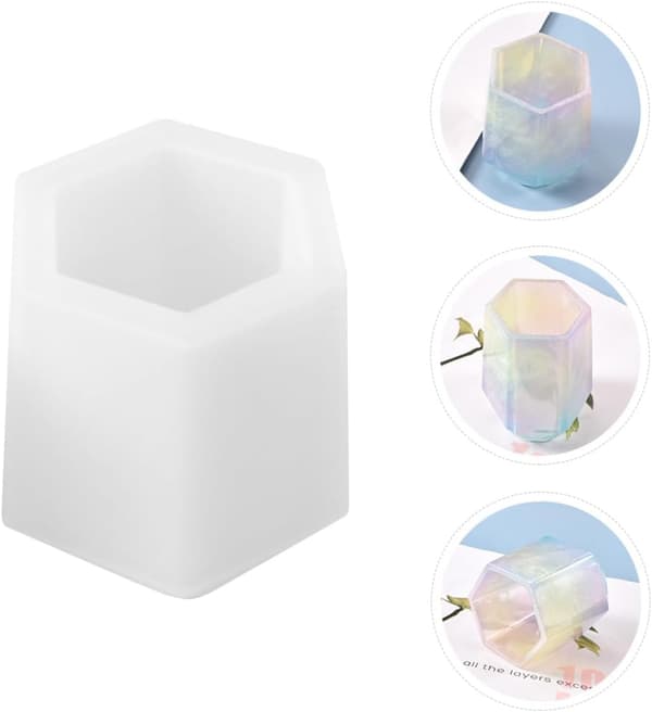 DIY Hexagon Liten Pennhållare Form Silikonharts Epoxihantverksform