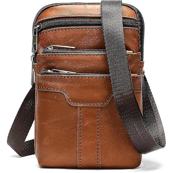Mænds Læder Mobiltelefon Crossbody Tasker, Mobiltelefon Bæltepose, 6,5\" Lille
