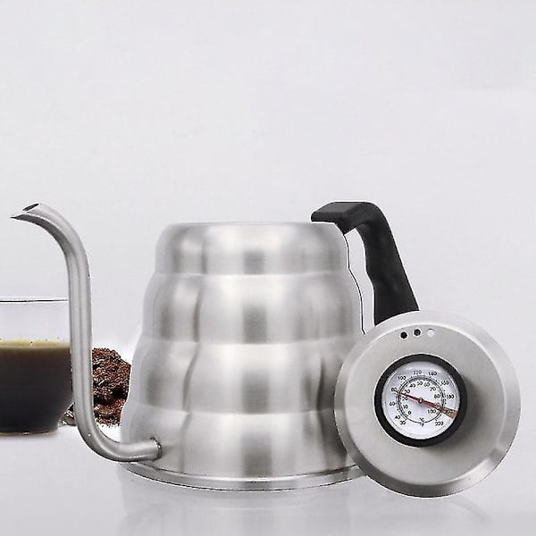 1,2l Kaffekanne i rustfritt stål med termometer Dryppkanne