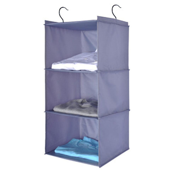 Garderobe Organizer med 3 Rum, Foldbar Hængende Hylde