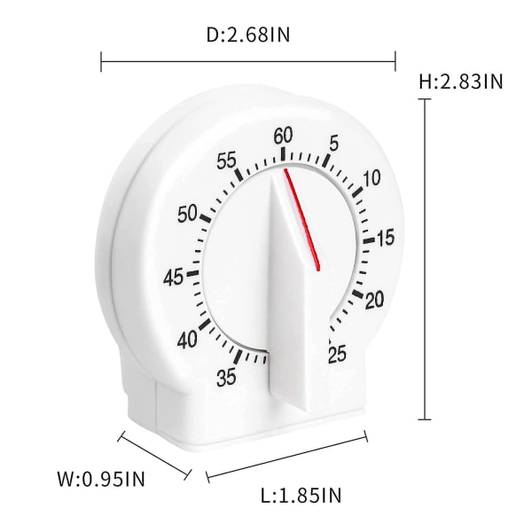 Keittiöaika, 60 minuutin mekaaninen ajastimikello Helppokäyttöinen ja selkeä (valkoinen)