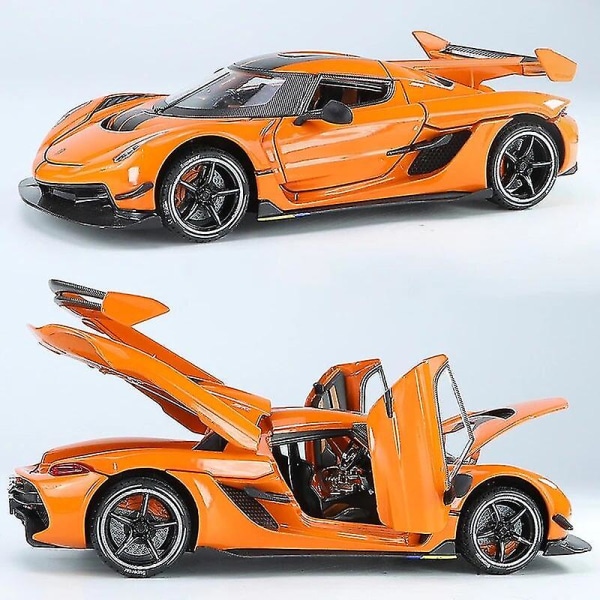 1:24 Koenigsegg Jesko Supercar Alloy Die Cast Leketøy Bilmodell Lyd og lys Trekk tilbake Barneleke Samleobjekter Bursdagsgave Orange