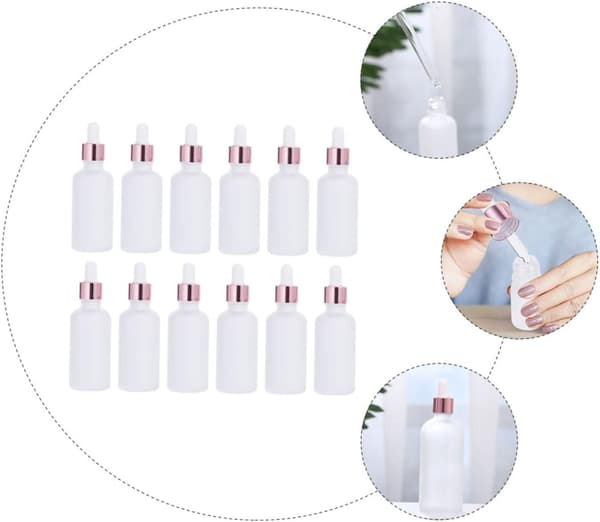 Matta frostat glas ögondroppflaskor 12 st 50 ml påfyllningsbara tomma reseflaskor för underförpackning