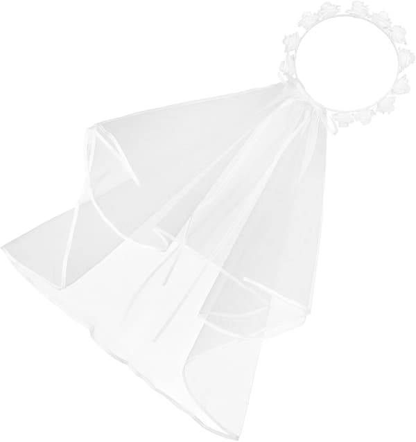 Brudeslør Gasbind Materiale Elegant med Imitert Blomsterdesign Hvit