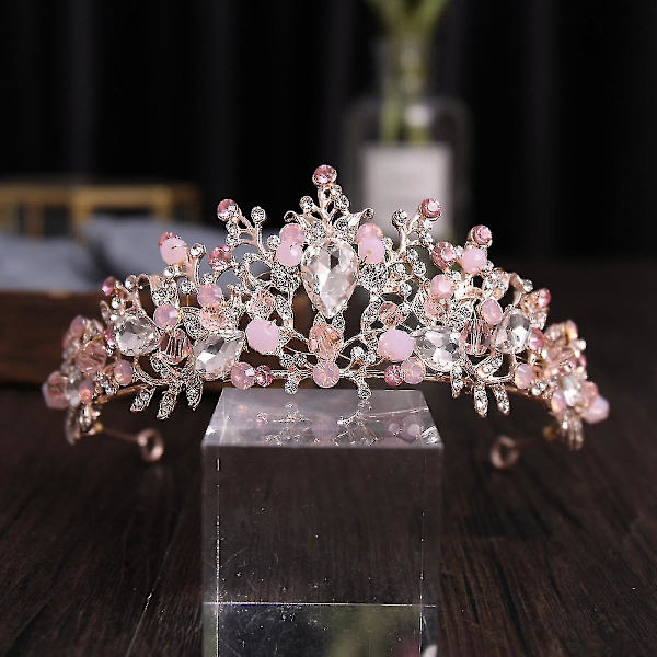 Luksuriøs Sølvfarget Rhinestone Bryllupstiara Krone Perle Dronning Diadem Brud Krone Hodeplagg Bryllupshårtilbehør Tiara
