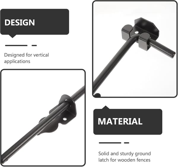 Solid og robust 5 mm jernportfallstang dørlås svart for store dører og tregjerder