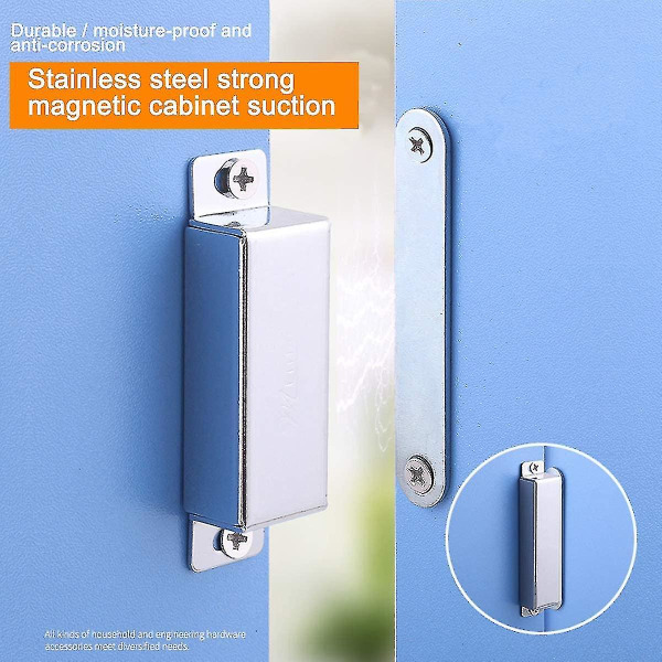 Magneettinen oven lukitus Magneettiset oven lukot kaappeihin, ovimagneetit, keskikokoiset (4kpl-hopea)