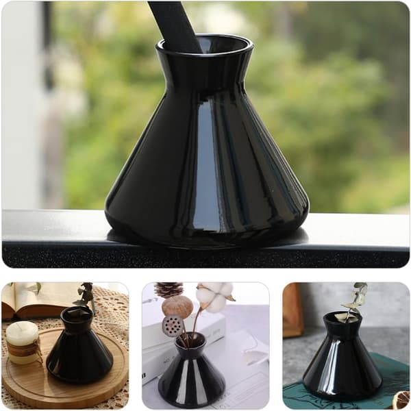 Nordisk stil glas aromaterapi diffuser flaske parfumebeholder sort klokkeform