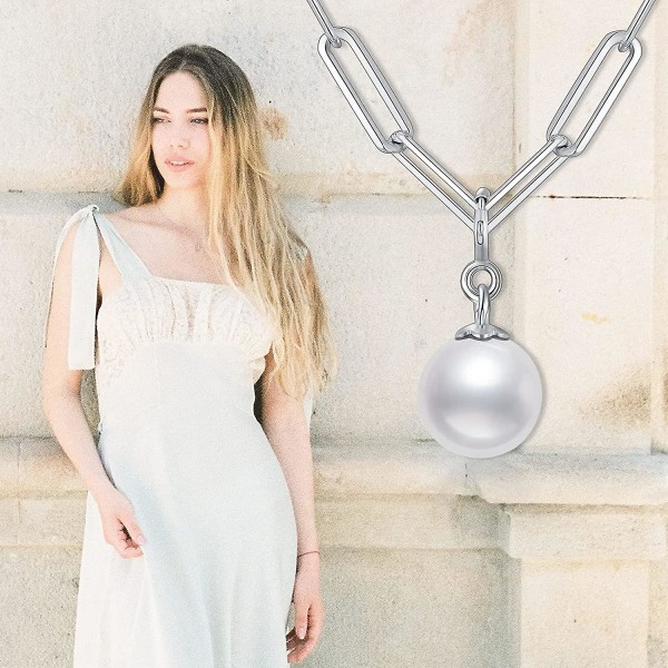 Halsband med avtagbart hänge, chunky kedja, silver