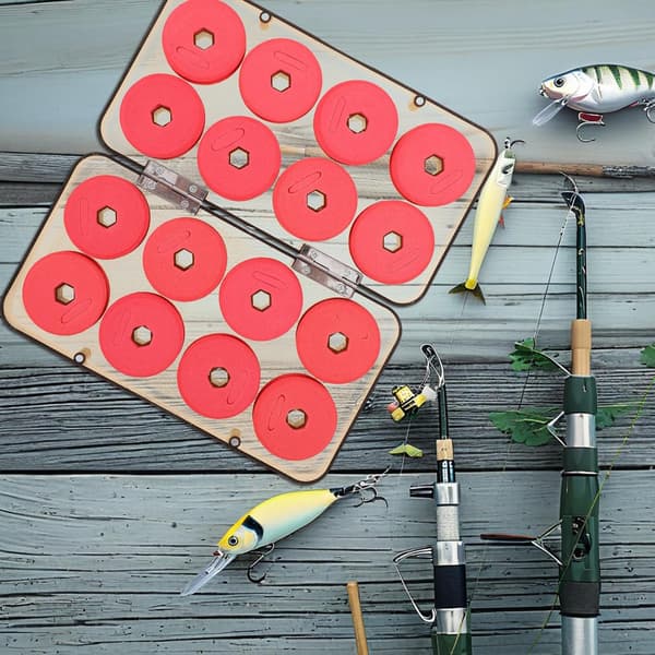 Fiskesnelleboks med 1,7 cm diameter, rommer 16 sneller, EVA- og ABS-materiale