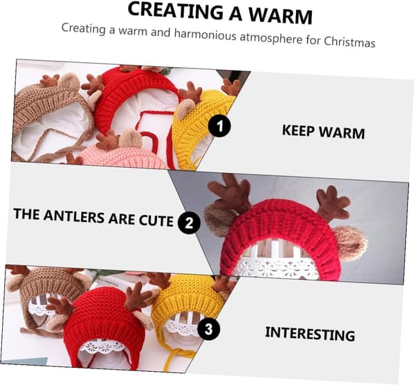 Fleece strikket lue for vinter varm heklestil for gutter jenter jul utendørs rød