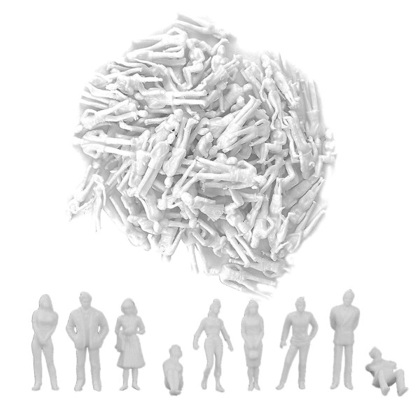 1:50 Hvide Figurer Arkitektonisk Model Menneskelig Skala Ho Model Plastikfolk, 10 Stykker