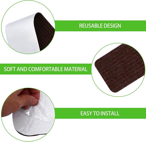 2 stk vaskbare selvklebende trappematter sklisikre polyester trinnputer for trappetrinn i tre
