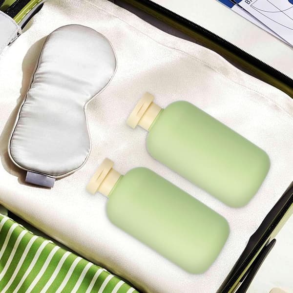 Påfyllningsbara schampo- och balsamflaskor 300 ml 3 st med snäpplock, praktiska klämbehållare