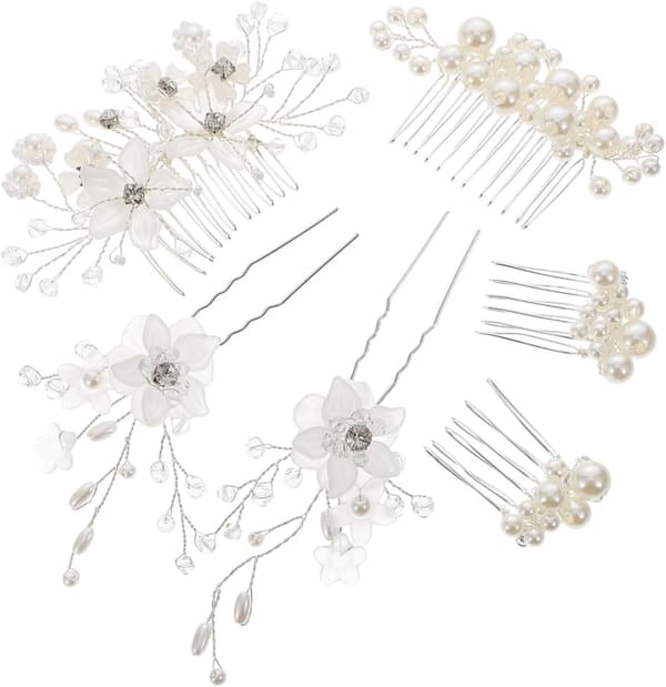 6 st hårkammar eleganta brudhåraccessoarer för bröllop sidokammar blommig design för brudar och brudtärnor