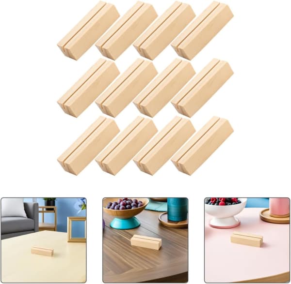 12 stk rektangulær trekortstativ 7,2 cm fotomemoholder visittkortdisplay