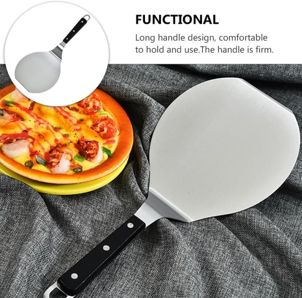 Pizzaspade i rustfrit stål med aluminiumsskovl, rustfri og med ophængshul