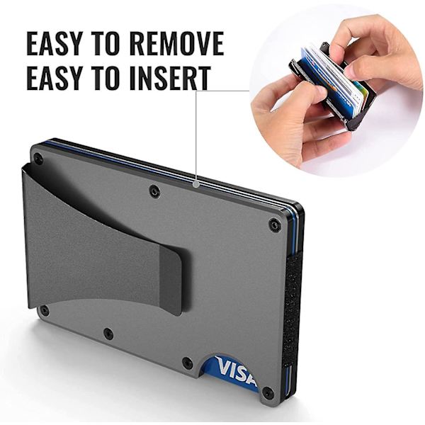 Kreditkortsfodral med pengaklipp, Mini aluminiumkorthållare, RFID NFC-skydd